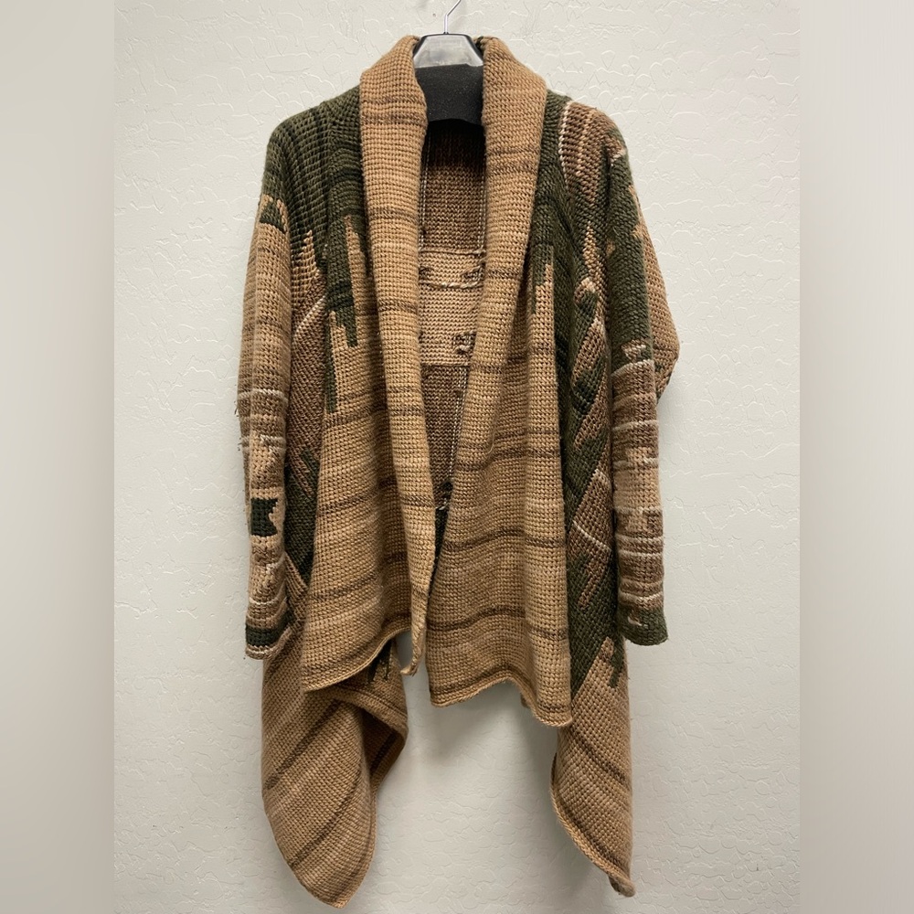 RALPH LAUREN BLACK LABEL Vintage Hand Knit Cashmere Southwestern Cardigan Size L